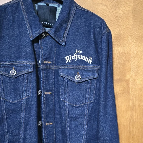 Richmond Men's Dark Blue Denim Jacket - Picture 7 of 7